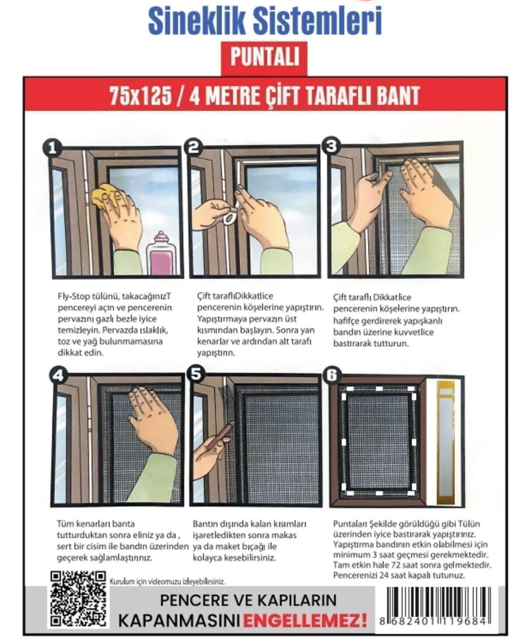 TEK KANAT SİNEKLİK 75*125 CM